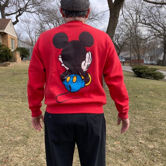 Vintage Double sided Mickey Mouse Red Sweatshirt Disney Size Large? - Picture 11 of 16